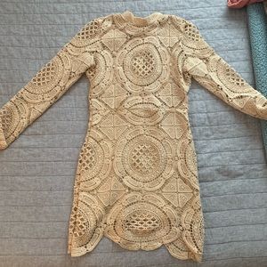 Tan lace long sleeve dress